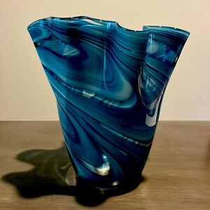 Glass hand blown decorative vase.